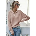 thumbnail image 2 of Pull à Capuche pour Femmes, Décontracté, Boutonné, Col en V, Manches Longues, Tricoté, Henley, 2 of 7