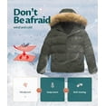 thumbnail image 5 of Chrisuno Boy's Winter Thick Jacket Soft fleece Lining Zipper Hooded Windproof Coat Army Green 14/16, 5 of 5