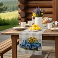 thumbnail image 6 of Table Runner Blue Truck Yellow Sunflowers Table Decoration for Kitchen Dinning Grey Check Table Decoration for Indoor Outdoor Party Wedding Decor 13x72 Inch, 6 of 7