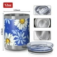 thumbnail image 3 of 12oz Tumblers Blue Daisy Flower Lightblue Petals Vacuum Insulated Stainless Steel Travel Tumbler Cups Mug with Lid and Straw for Beer,Coffee,Beverages with Cleaning Brush for Cold Hot Drinks, 3 of 5