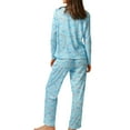 thumbnail image 6 of MecTo Women Pajamas Sets, Lady Floral Print Long-Sleeved PJ, Blue, 2 piece, Size L, 6 of 8