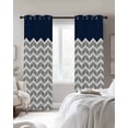 thumbnail image 2 of Blackout Curtains for Bedroom, Gray Geometric Black Room Darkening Window Drapes for Living Room, Modern Abstract Art Striped Thermal Insulated Grommet Curtains, 42x84 inch, 2 Panels, 2 of 9