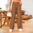 thumbnail image 4 of Zylarhe Women's Pants Women's Straight Leg Casual Pants Comfortable Versatile Trousers With Button Detail Side Pockets For Daily Wear All Seasons, 4 of 6