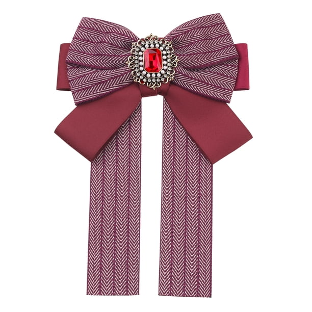 INSPIRE CHIC Corbatas de Mo?o a Rayas con Pin de Cinta Preatado para Mujeres Moda Rojo