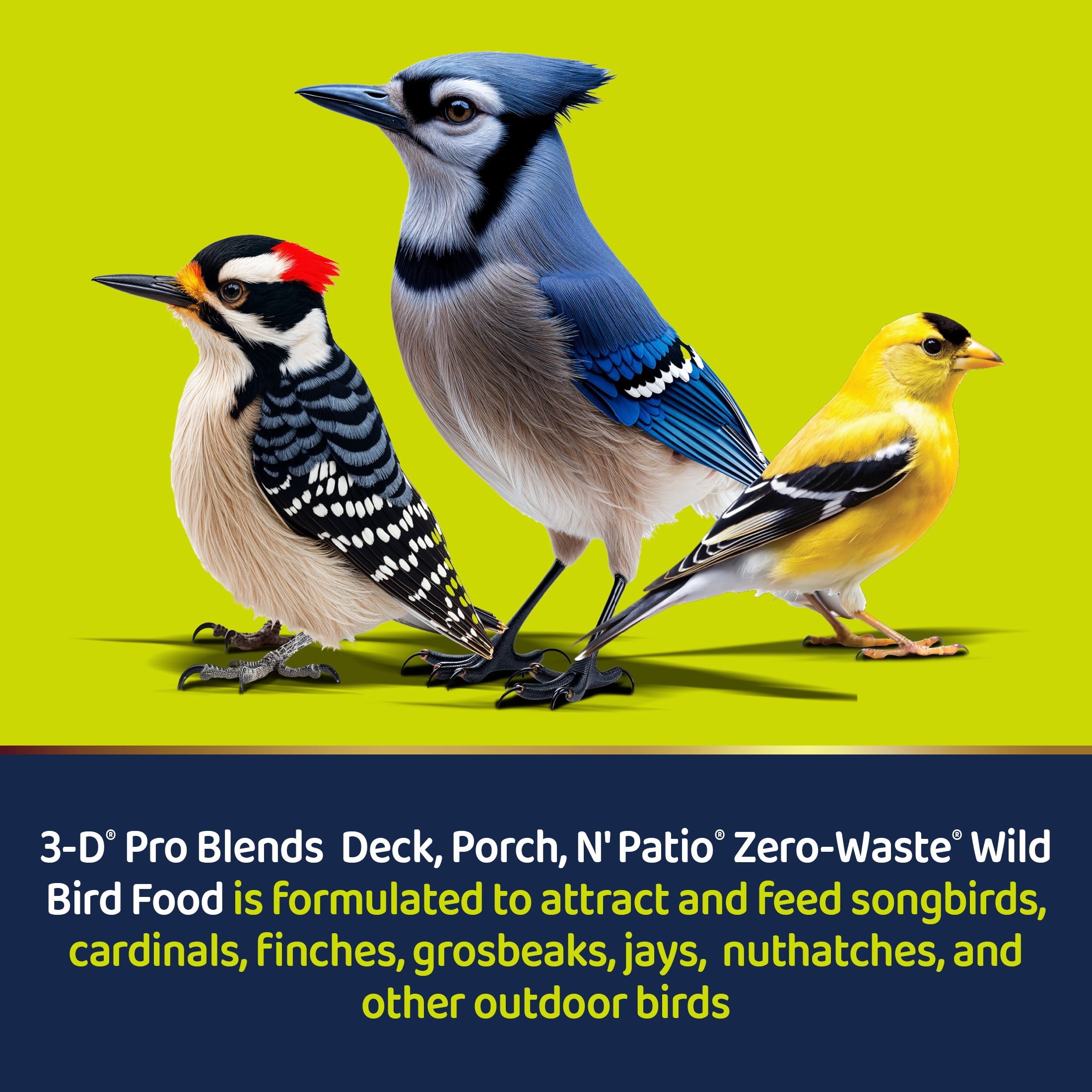 3-D Pro Blends Deck Porch N Patio® Zero-Waste® Blend, Wild Bird Seed Mix, 5 Pounds