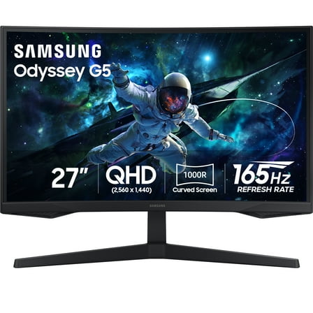 SAMSUNG 27” Odyssey G55C QHD 165Hz 1ms(MPRT) Curved Gaming Monitor - LS27CG556ENXZA
