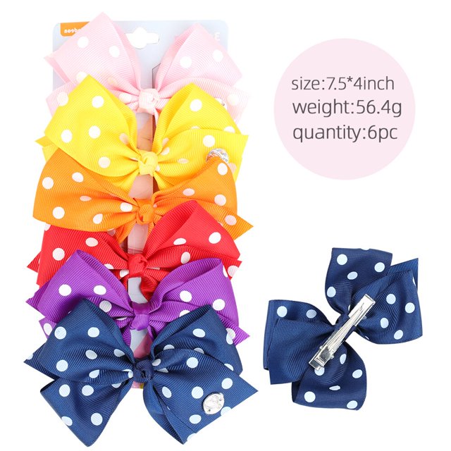 ncmama 6 piezas / juego 5quot; JOJO lazos para el cabello para niñas, pinzas para el cabello, pasadores para el cabello para niños, accesorios para el cabello de fiesta a la moda Dengxun unisex