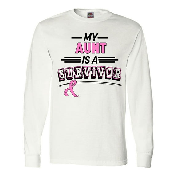 Inktastic My Aunt is a Survivor Breast Cancer Awareness Long Sleeve T-Shirt