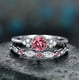 thumbnail image 1 of Anillo de diamantes de acero inoxidable Xihbxyly e incrustaciones de diamantes, 1 of 3