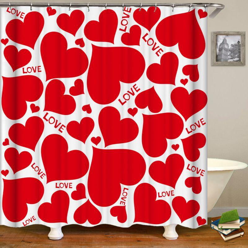 Details about   Valentines Day Red Pink Heart Balloons Fabric Shower Curtain Set Bathroom Decor 
