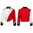 thumbnail image 6 of Aislor Kids Boys Marching Band Metallic Patchwork Sequins Outerwear Jacket Uniform Performance Red 16, 6 of 7