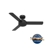 Hunter - Presto Indoor Ceiling Fan, Wall Control, 44-inch, Matte Black, Casual-style, 3-speed WhisperWind Motor, 51847, for Living Rooms, Bedrooms