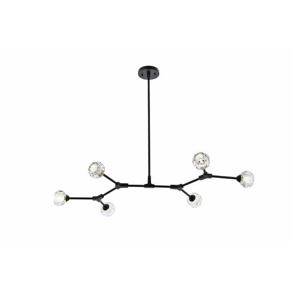6 Light Pendant in Modern Style-4 inches Tall and 28 inches Wide-Black Finish Bailey Street Home 390-Bel-4973546