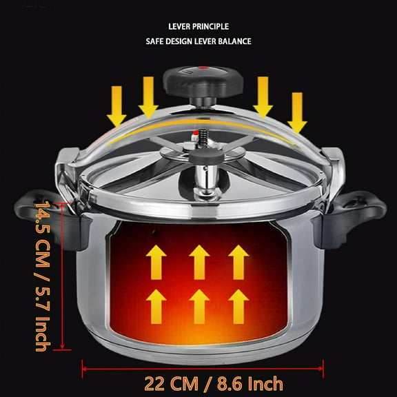 Aluminum Pressure Cooker 3L/4L/5L Large Capacity for Gas Stove, Explosion Proof with Easy Lock Lid, Fast Cooking Cookware