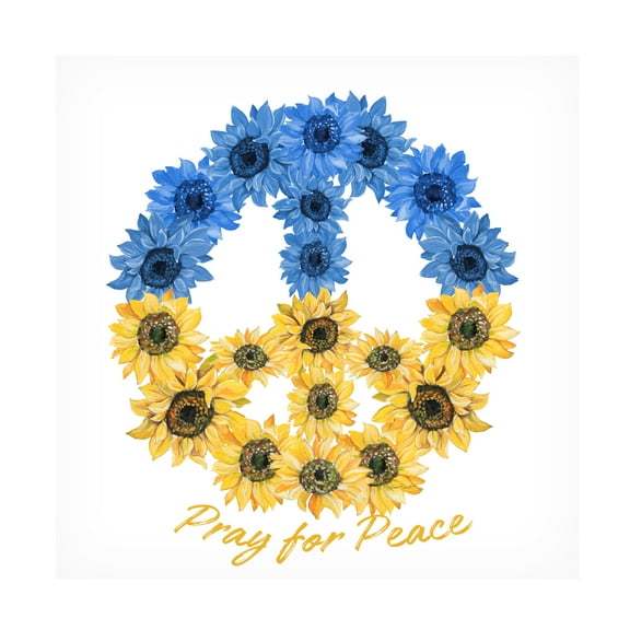 Canvas Wall Art - Jean Plout 'Pray for Peace' Wall Art for Living Room, Bedroom, or Office Décor by Trademark Fine Art - 14 x 14 Inches