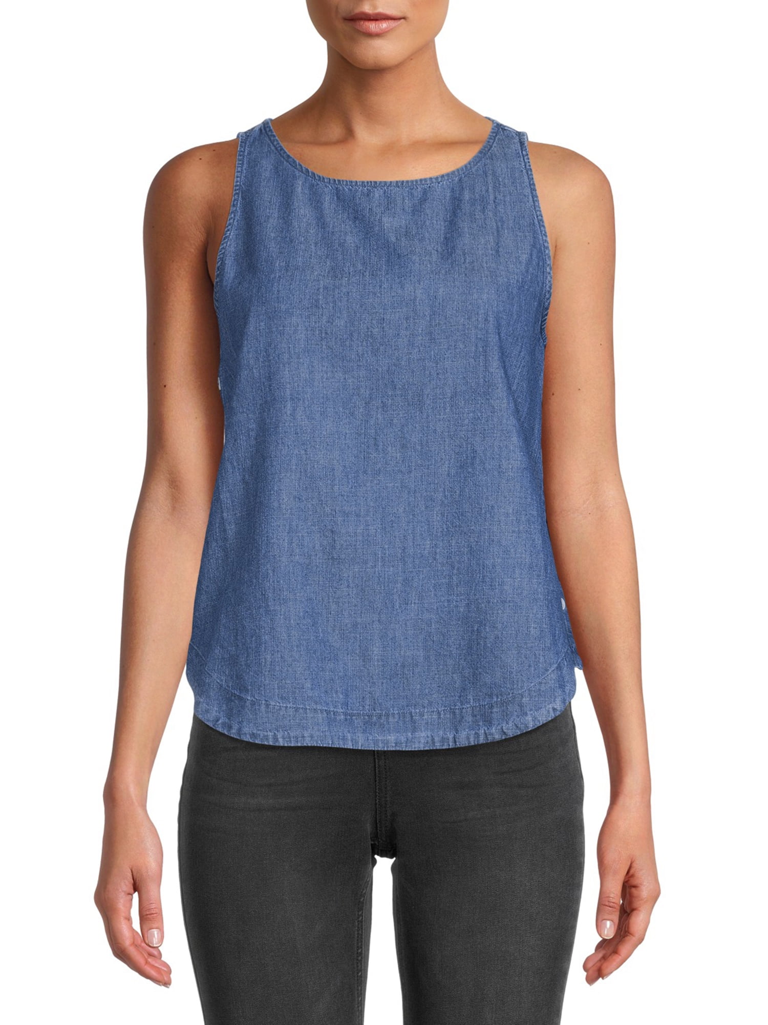 Time and Tru Women's Button Side Tank Top