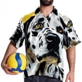 thumbnail image 4 of Spotted Dog Men's Short Sleeve Poplin Button Down Hawaiian Printed Summer Beach Shirt, Unisex, 4 of 6