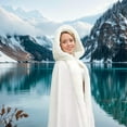 thumbnail image 5 of Women Wedding Cloak Shawl:Wedding Cape,Faux Fur Coat Hooded Cloak,White Faux Fur Jacket Bridal Coats Wraps, 5 of 7