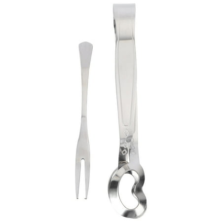 

NUOLUX 2pcs Stainless Steel Food Clip Escargot Fork Clip Snail Tong Utensils Tableware for Home Restaurant Hotel (Fork and Clip )