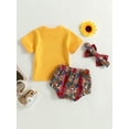 thumbnail image 4 of Bagilaanoe 3pcs Newborn Baby Girl Short Pants Set Short Sleeve Print T Shirt Tops + Shorts + Headband 3M 6M 9M 12M 18M Infant Casual Summer Outfits, 4 of 9