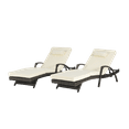 thumbnail image 5 of Outdoor Long Reclining Chair Set of 2,Wicker Lounge Chairs with Wicker Lounge Chairs with Cushions and Armrest,Reclining Lounge Chair Lawn Sunbathing Chairs Recliner Adjustable to 150°,Beige, 5 of 11