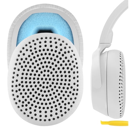 Geekria QuickFit Replacement Ear Pads for Skullcandy Riff Wireless Headphones Ear Cushions, Repair Parts (White)