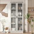 thumbnail image 2 of MONSLIPA Display Storage Cabinet with Glass Door,4-Tier Bookcase Accent Cabinet for Home Office Living Room,Light Gray, 2 of 7