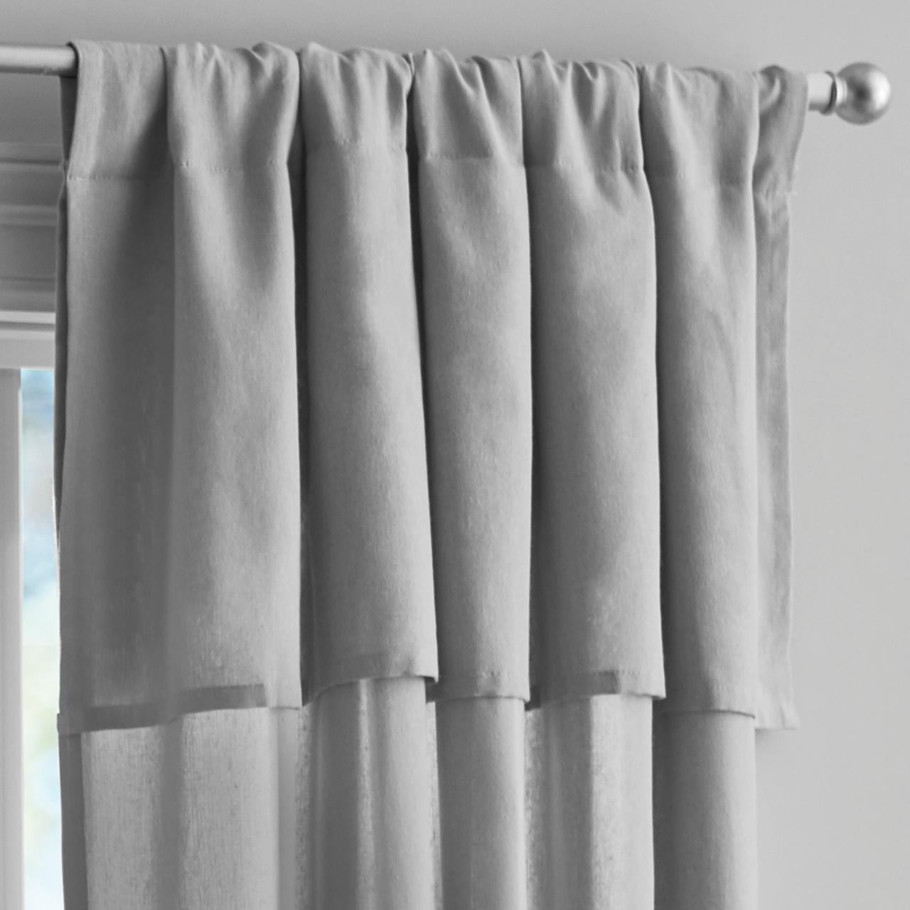 Mainstays Farmhouse Light Filtering Curtain Panel with Attached Valance, 1 Panel, Silver, 50” W x 84” L