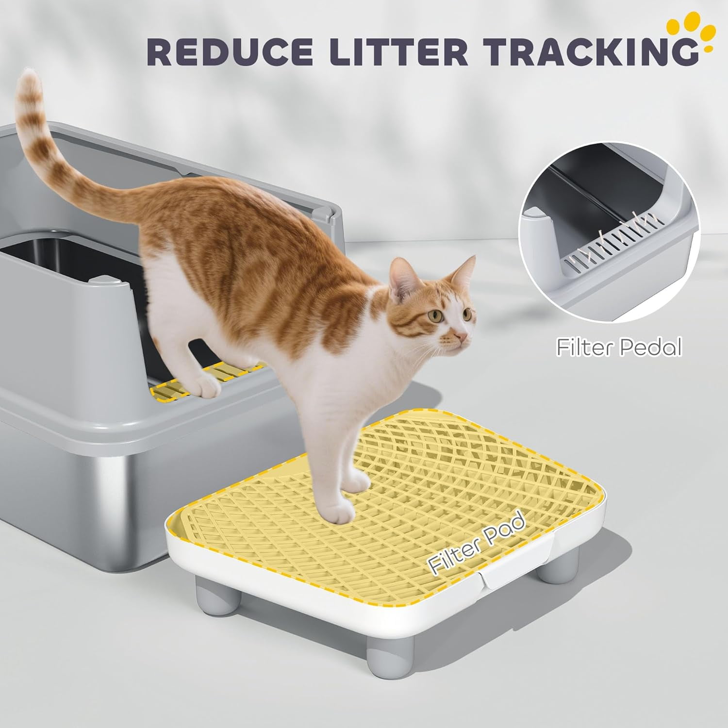 Stainless Steel Cat Litter Box, XL Kitty Litter Box for Big and Multiple Cats with High Wall Side, Scoop, Anti-Leakage, Easy Cleaning & Odour Free