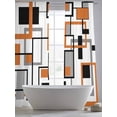 thumbnail image 4 of Retro Middle Sheer Curtains 96 inches Long 2 Panels Set Ages Abstract Geometric Orange Black Square Tiers Sheers Rod Pocket Small Window Short Curtains for Kitchen Cafe, Each 52" W x 96" L, 4 of 7
