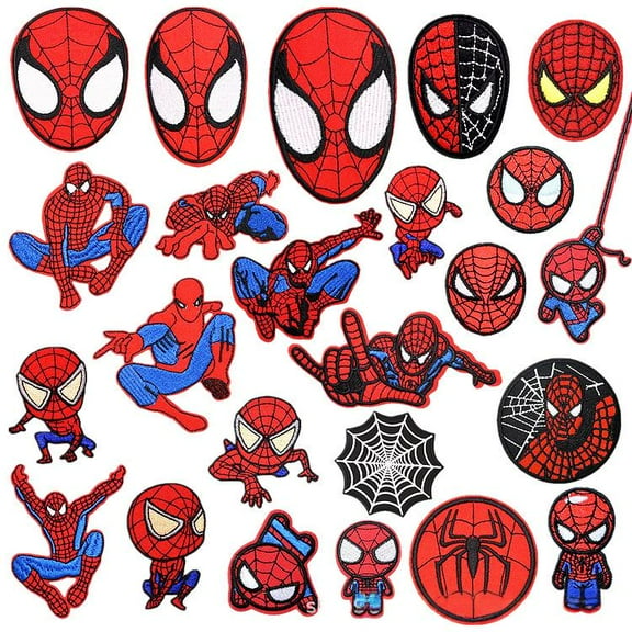 24 Pcs Spider-Man Iron on Patches Spider-Man Embroidered Patches Iron on Spider-Man Patches for Hats Backpack Clothes Jackets