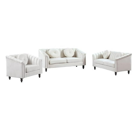 Pemberly Row 3 Piece Velvet Living Room Set (Sofa Loveseat and Chair)