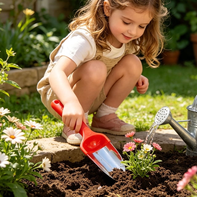 Ohmyroo Truelle de Jardin à Tête Ronde en Acier Inoxydable avec Prise Ergonomique