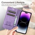 thumbnail image 3 of for iPhone 16 Pro Max Wallet Case Cover, Luxury Wallet Case with Card Holder Magnetic Clasp Kickstand PU Leather Folio Protective Phone Case for iPhone 16 Pro Max, Purple, 3 of 11