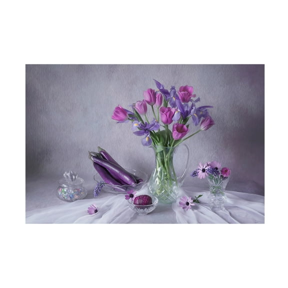 Canvas Wall Art - Lydia Jacobs 'Violet Delight' Wall Art for Living Room, Bedroom, or Office Décor by Trademark Fine Art - 19 x 12 Inches