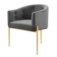 thumbnail image 3 of Tufted Accent Chair, Set of 2, Velvet, Metal Steel, Grey Gray, Modern Contemporary Urban Design, Living Lounge Room Hotel Lobby Hospitality, 3 of 9