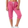 thumbnail image 5 of Wide Leg Pants Woman Solid Drawstring Knit Capris Trouser Elastic Waist Hot Pink Running Lounge Pant XL, 5 of 5