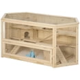 thumbnail image 2 of Pefilos 3 Tier Wooden Hamster Cage with Tray, Seesaws, Water Bottle, Small Animal Cage for Syrian Hamsters Degus or Other Similar, Beige, 2 of 11
