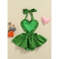 thumbnail image 4 of Suealasg Infant Baby Girl Valentines Day Romper Clothes Sleeveless Sequins Tie-up Halter Bodysuit Newborn Girls Summer Party Sparkle One Piece Jumpsuit, 4 of 9