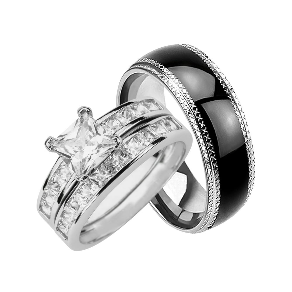 LaRaso & Co His and Hers Wedding Rings Set Sterling