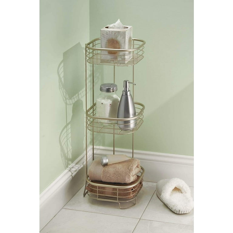 iDesign 3-Tier Free-Standing Steel Shower Caddy, Silver, Forma