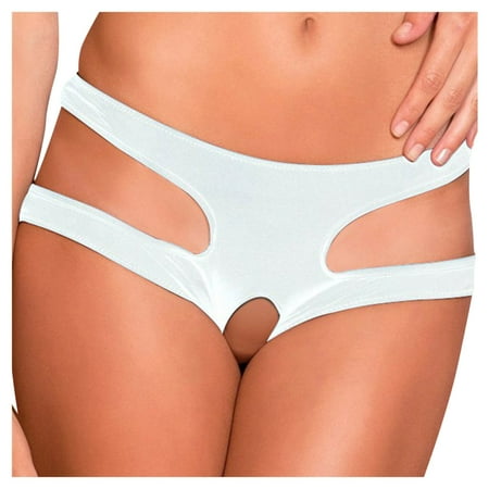 Skpblutn Womens Underwear Comfortable Fashion Super Plus Size Open File Briefs Brief Panties Cotton White