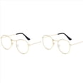 thumbnail image 1 of 2X Gafas de de Impresión de Metal Redondo Grande Unisexo Gafas Decorativas Lentes Claras Ligeras Gafas Retro para Hombre Mujer Oroy Negro, 1 of 3