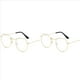 thumbnail image 1 of 2X Gafas de de Impresión de Metal Redondo Grande Unisexo Gafas Decorativas Lentes Claras Ligeras Gafas Retro para Hombre Mujer Oroy Negro, 1 of 3
