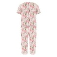 thumbnail image 4 of FAHXNVB Women Pajama Sets Floral Printed Short Sleeve V Neck Top With Capri Pants Casual Loose 2 Piece Lounge Sleepwear Pj Set, 4 of 5