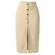 thumbnail image 4 of Falda midi elegante de color liso y cintura alta para mujer: corte recto, sin elástico, poliéster, adecuada para la oficina o para llevar de forma informal, 4 of 6