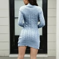 thumbnail image 7 of Oplxuo Cable Knitted Dresses for Women Slim Fit Crew Neck Long Sleeve Bodycon Fall Winter Mini Sweater Dress, 7 of 7
