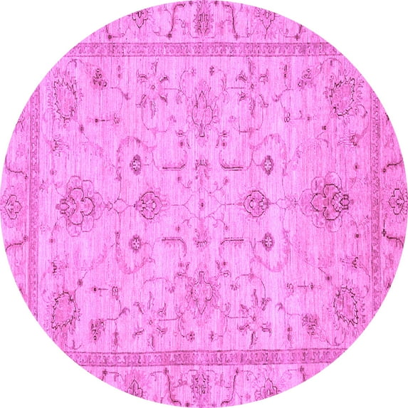 Ahgly Company Indoor Round Abstract Purple Modern Area Rugs, 4' Round