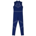 thumbnail image 6 of Zaldita Kids Girls Sparkly Mesh Splice Sleeveless Full Body Gymnastics Leotard Unitard Dance Bodysuit Skating Jumpsuit Navy Blue 10, 6 of 7