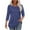 001 Blue, variant on Womens Loose 3/4 Length Sleeves Tops Solid Color Round Neck Casual Blouses Outfits Pleated Front T Shirts Curved Hem